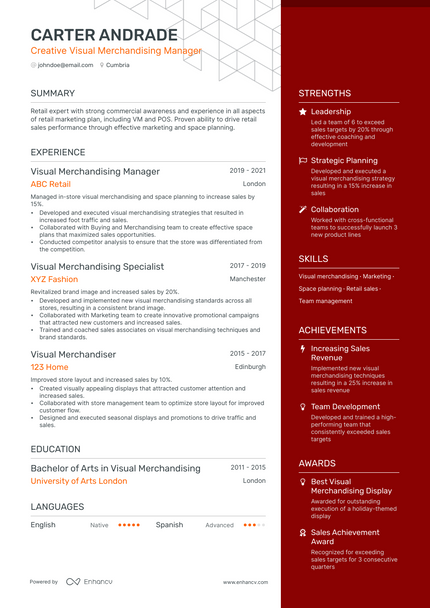 Visual Merchandising Manager resume example