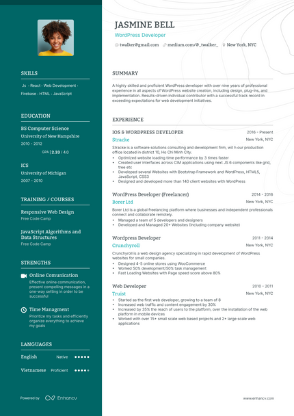 Wordpress Developer Resume Examples & Guide for 2023 (Layout, Skills ...