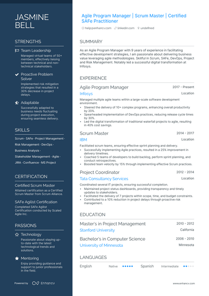 5 Agile Program Manager Resume Examples & Guide for 2023