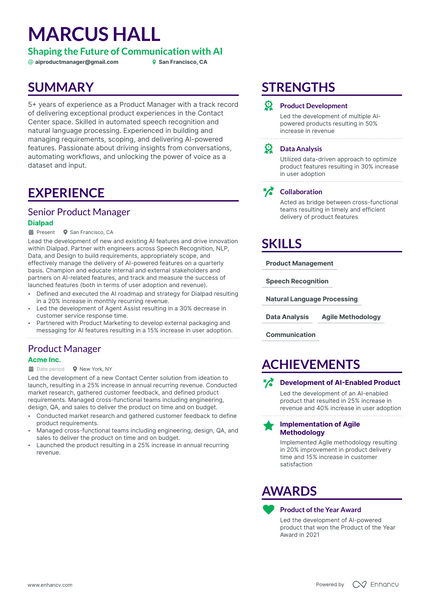 AI Product Manager resume example
