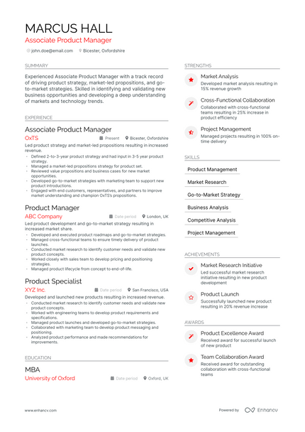 5 Associate Product Manager Resume Examples & Guide for 2023