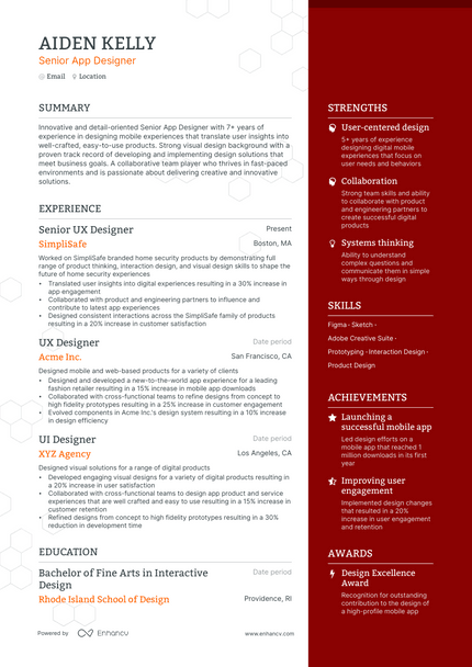 App Designer resume example