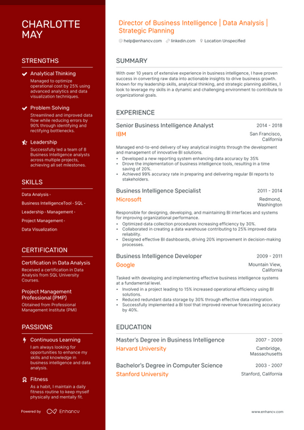 5 Business Intelligence Director Resume Examples & Guide for 2023