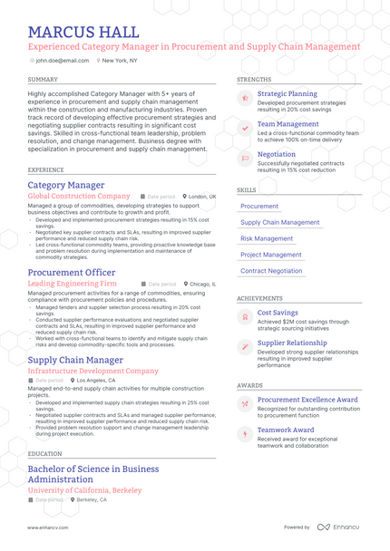 Commodity Manager resume example