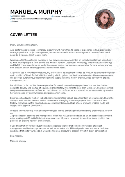 COO cover letter