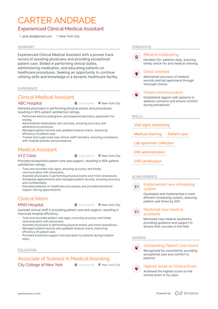 Clinical Medical Assistant Resume Examples & Guide for 2023 (Layout ...