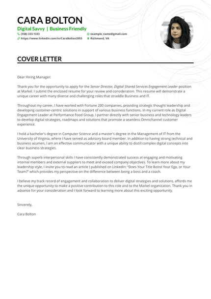 Digital Director cover letter