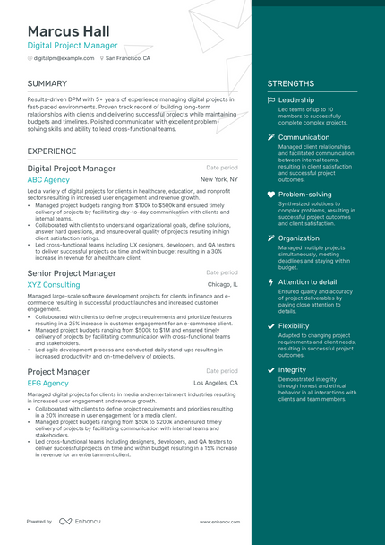 5 Digital Project Manager Resume Examples & Guide for 2023