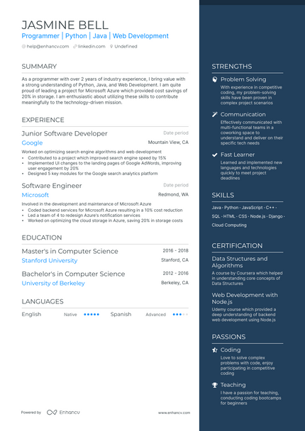 5 Entry-level Programmer Resume Examples & Guide for 2023