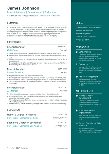 Financial Analyst resume example