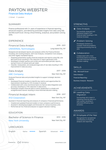 5 Financial Data Analyst Resume Examples & Guide for 2023