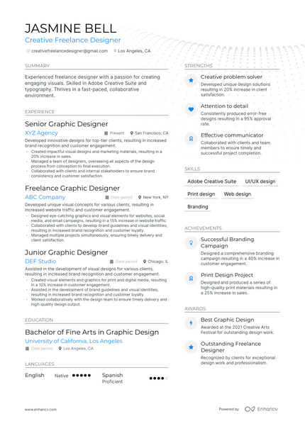 Freelance Designer resume example
