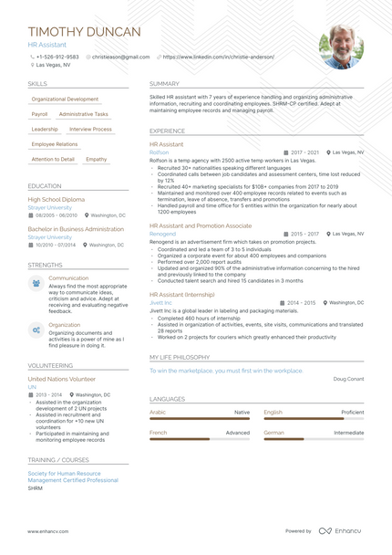 HR Assistant resume example