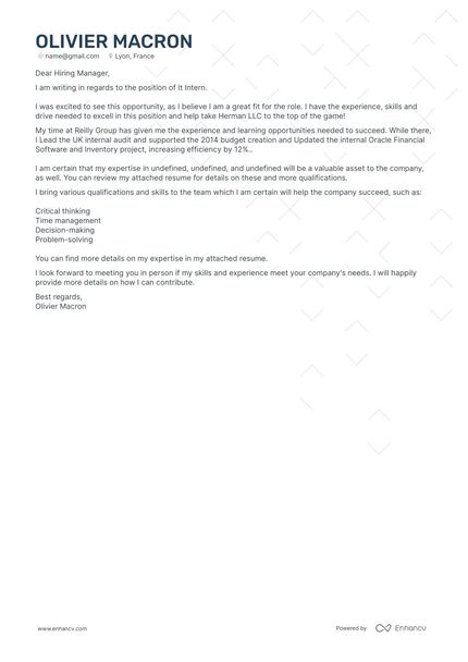 It Intern cover letter