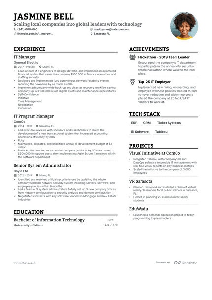 It Manager resume example