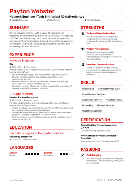 5 Junior Network Engineer Resume Examples & Guide for 2023