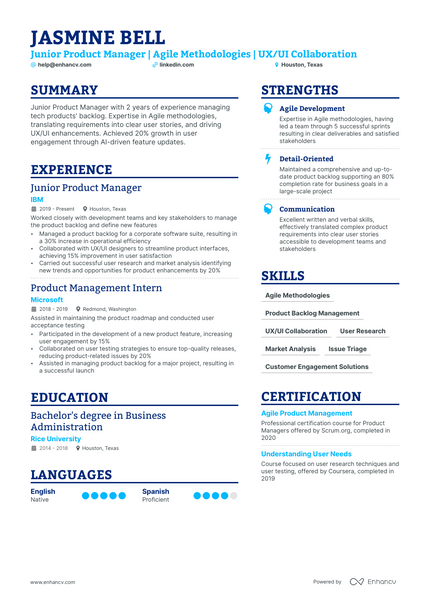 5 Junior Product Manager Resume Examples & Guide for 2023