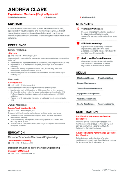 5 Maintenance Mechanic Resume Examples & Guide for 2023