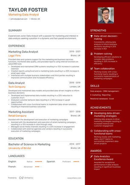 Marketing Data Analyst resume example