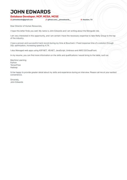 Mongodb cover letter