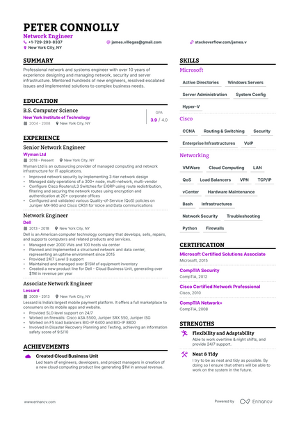 8 Network Engineer Resume Examples & Guide for 2023