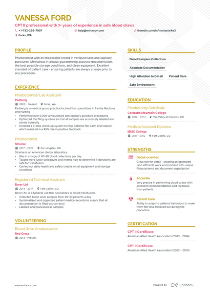 5 Phlebotomist Resume Examples & Guide for 2023