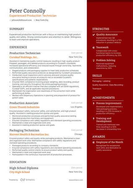 5 Production Technician Resume Examples & Guide for 2023