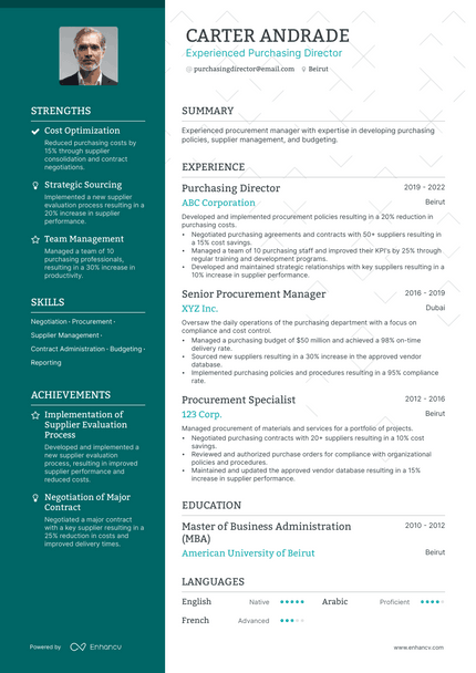 Purchasing Director resume example