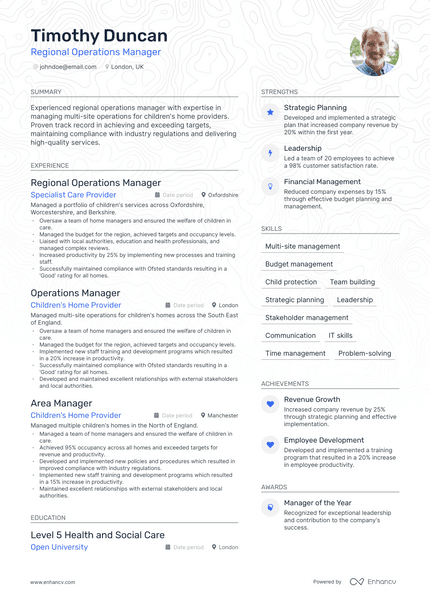 Regional Operations Manager resume example