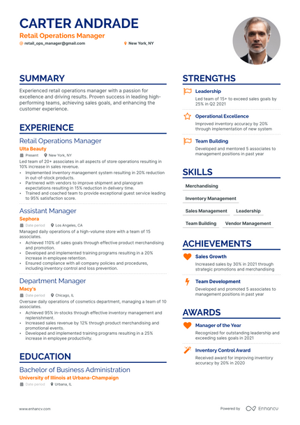 Retail Operations Manager resume example