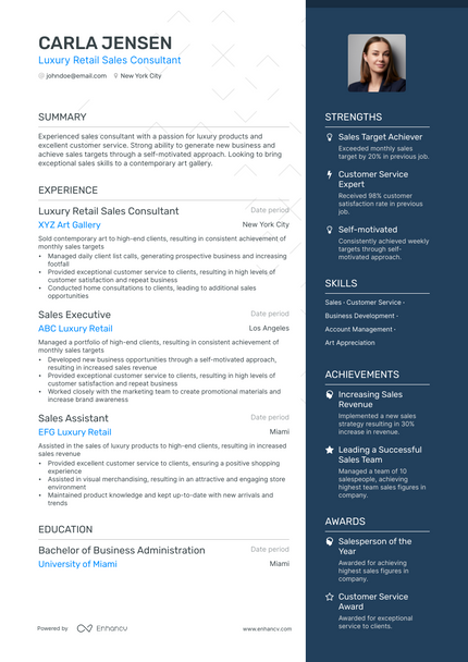 Retail Sales Consultant resume example