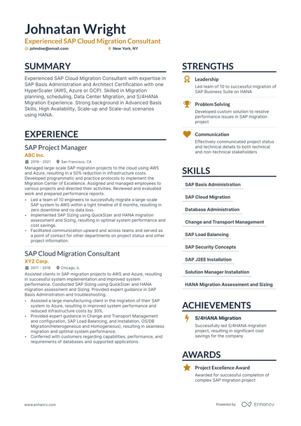 SAP Project Manager resume example