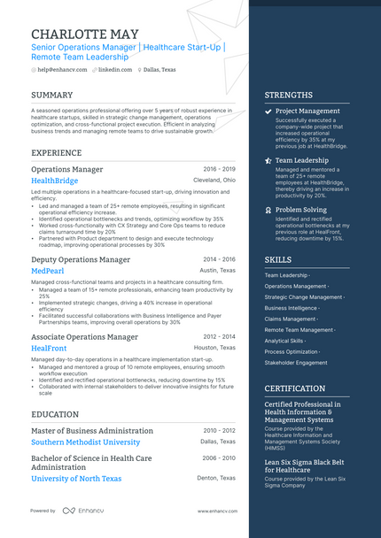 5 Senior Operations Manager Resume Examples & Guide for 2023