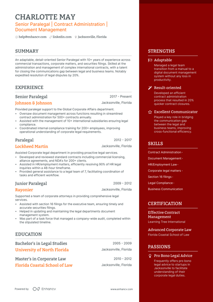 5 Senior Paralegal Resume Examples & Guide for 2023