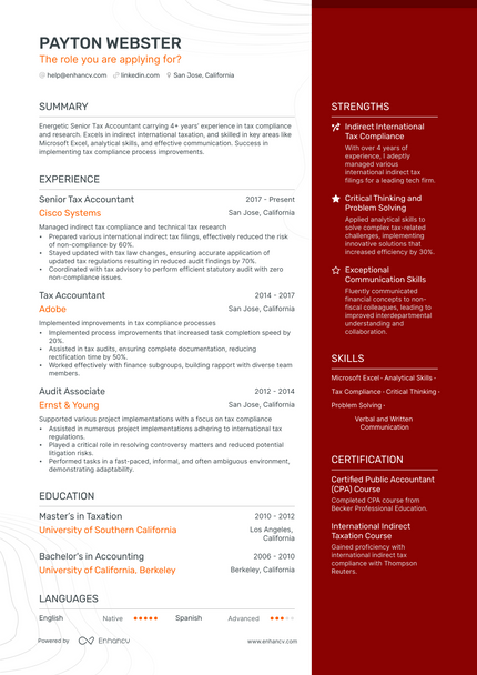 5 Senior Tax Accountant Resume Examples & Guide for 2023