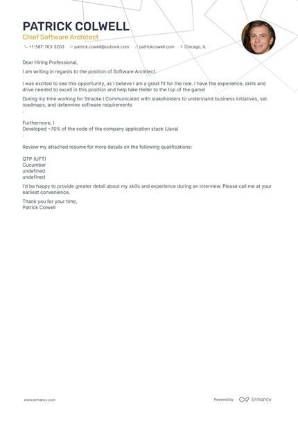 Software Architect cover letter