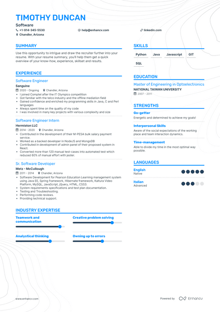 Software resume example