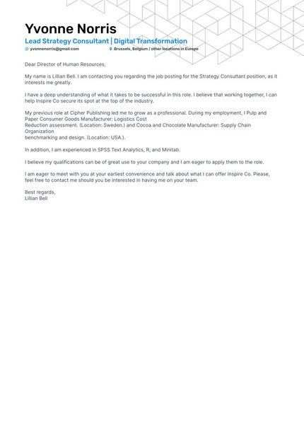 Strategy Consultant cover letter