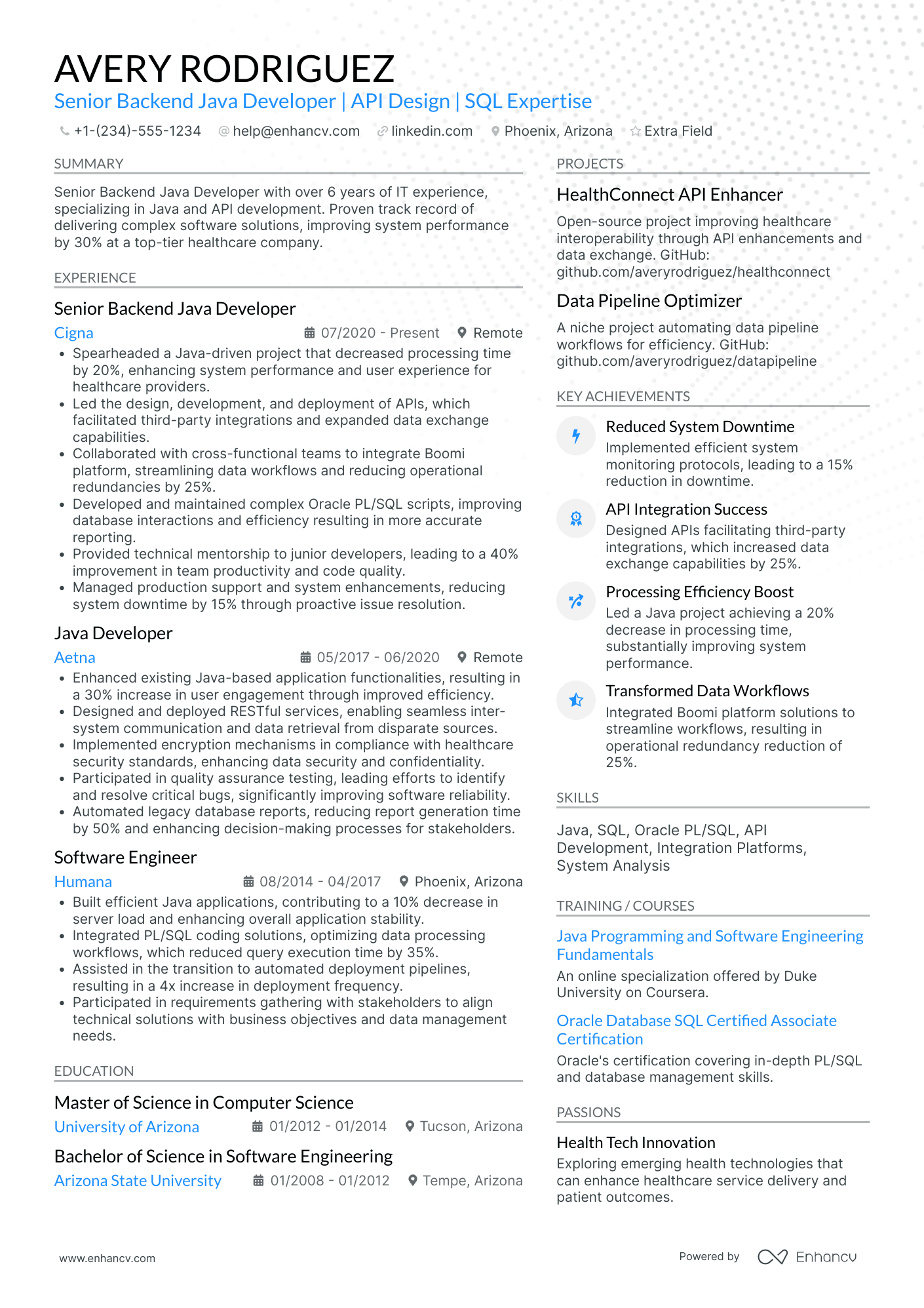 Backend Developer Resume Example