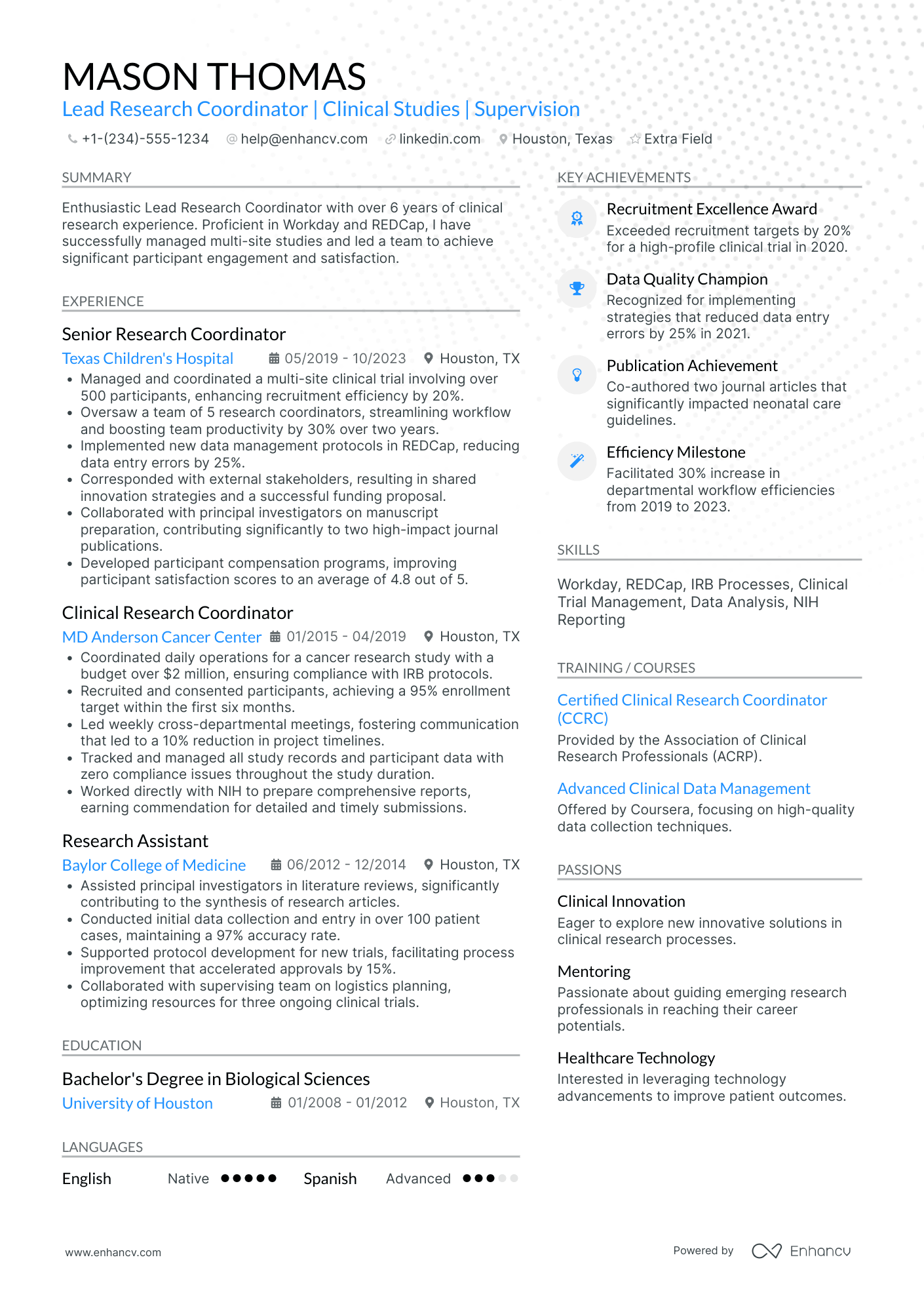 Lead Research Assistant Resume Example