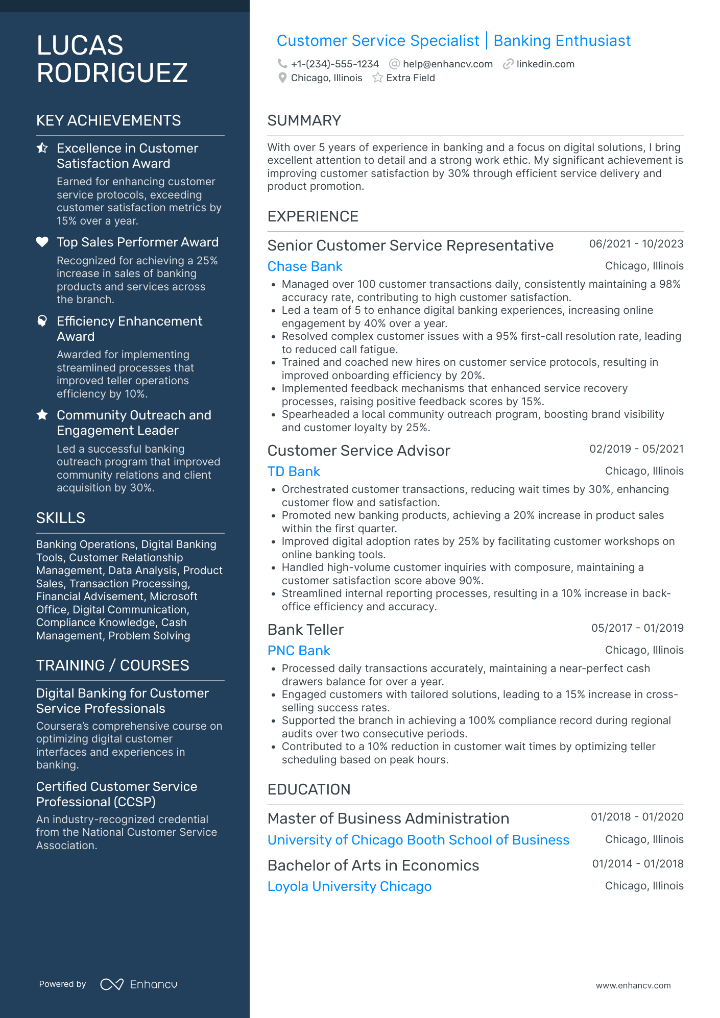 Bank Teller Customer Service Representative Resume Example