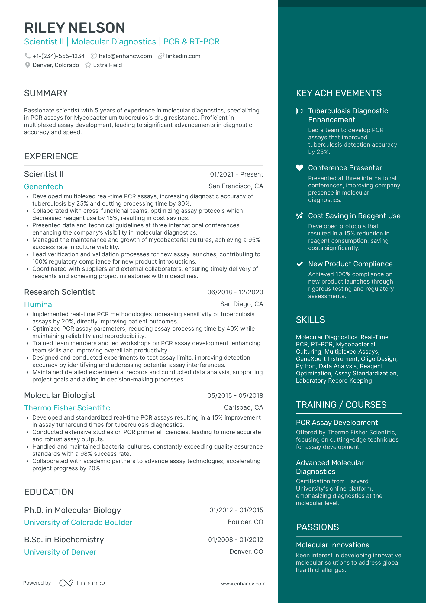 Quantitative Scientist Resume Example