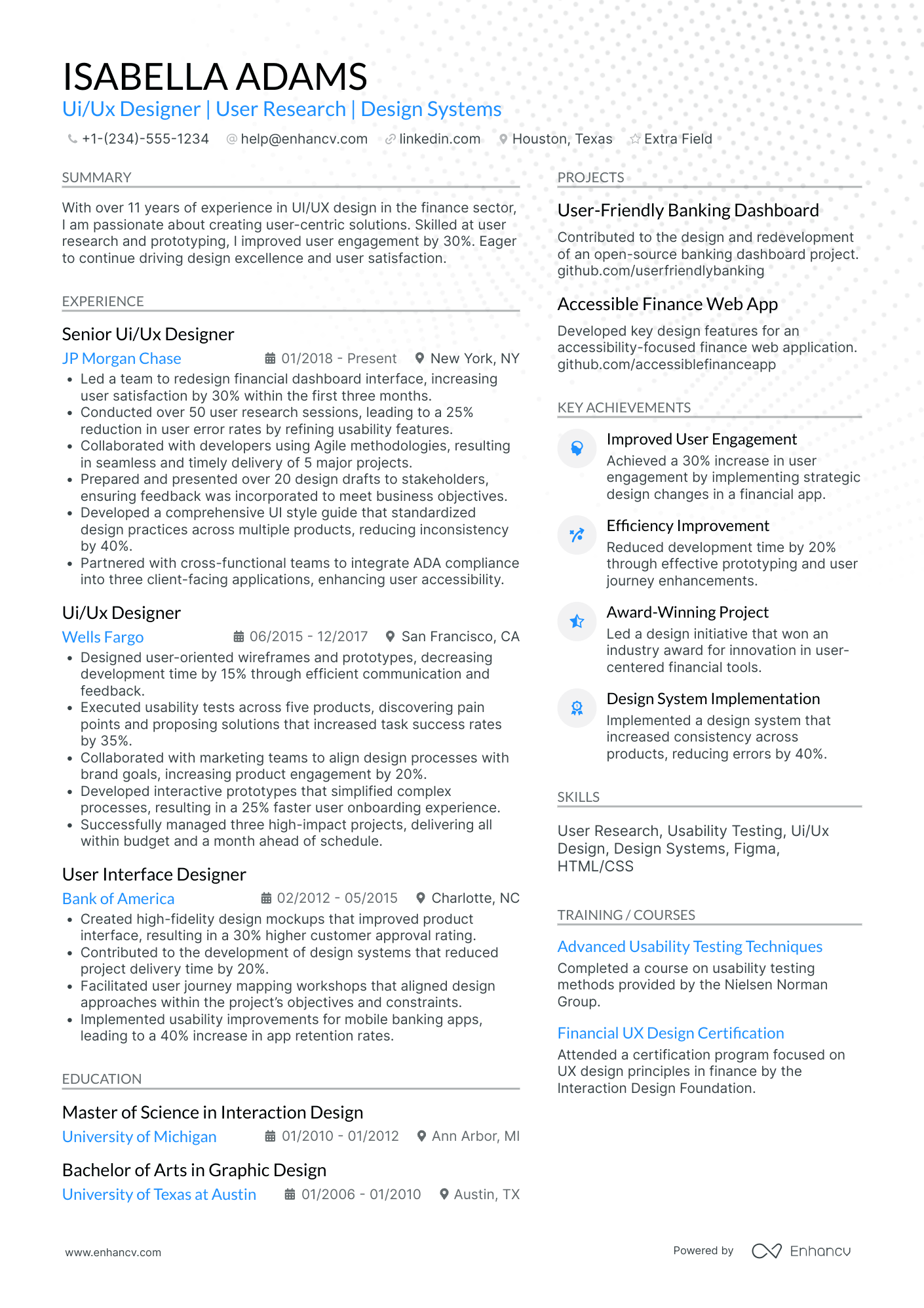 UI/UX Designer Resume Example