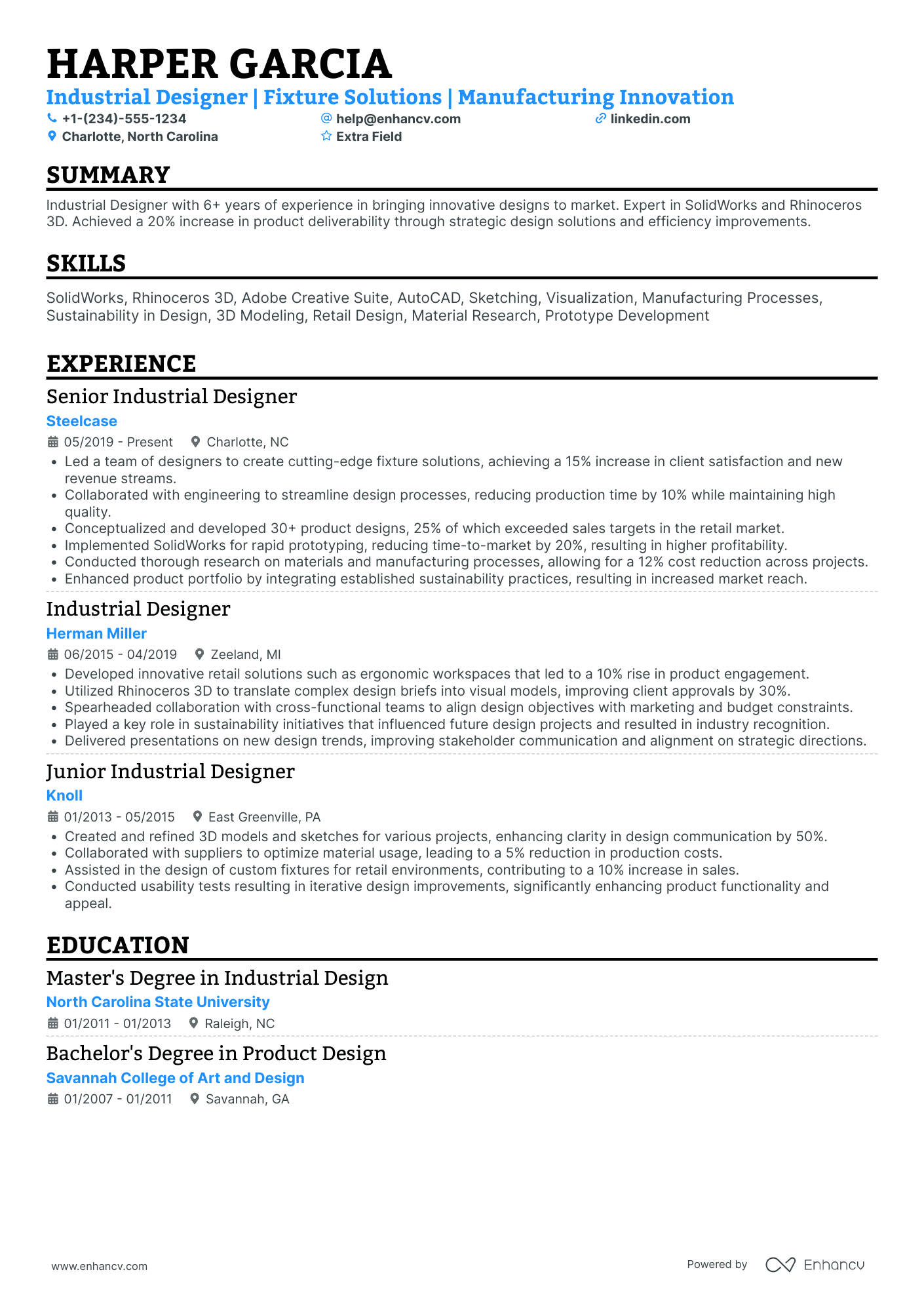 Industrial Design Analyst Resume Example