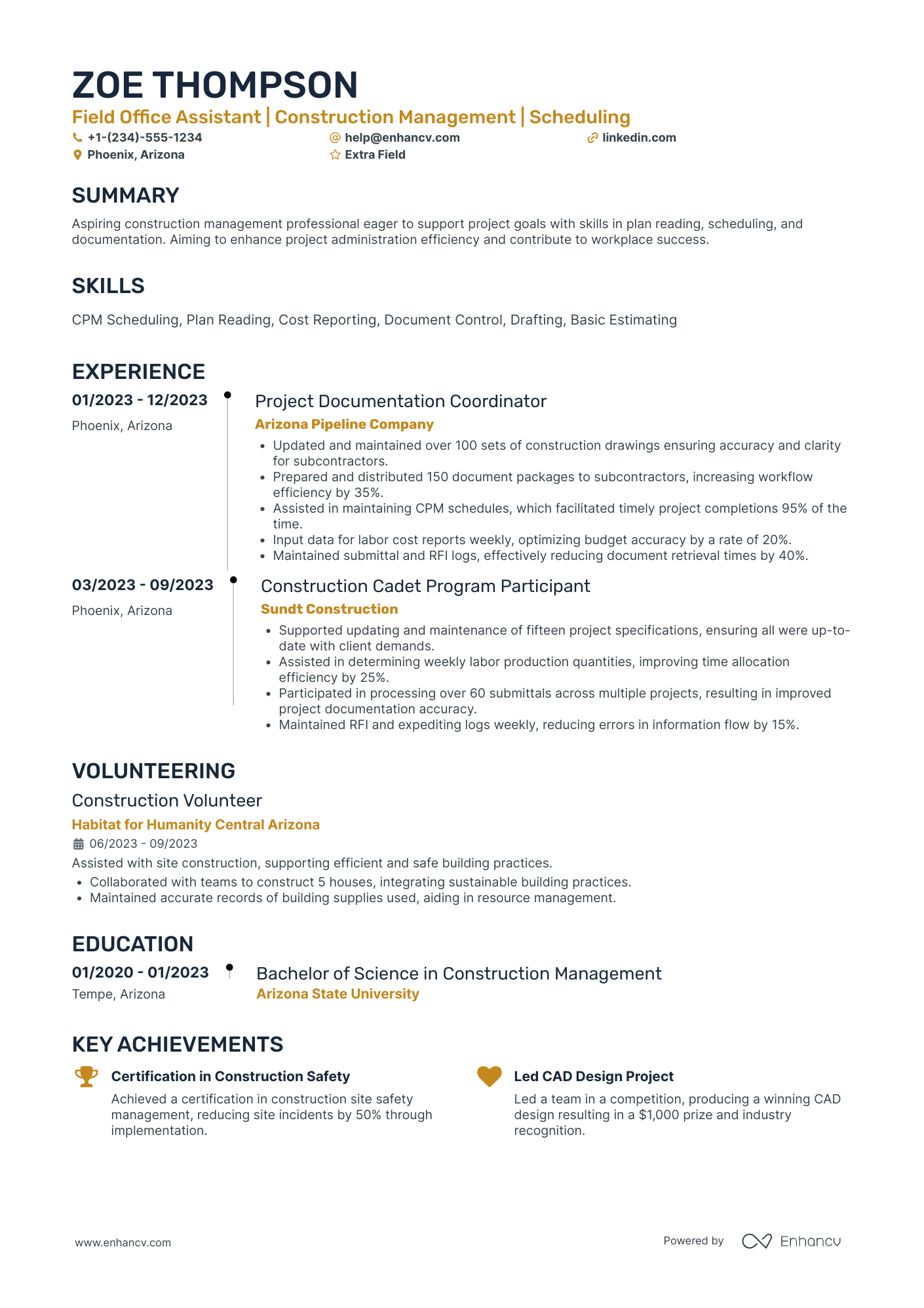 Project Engineer Intern Resume Example