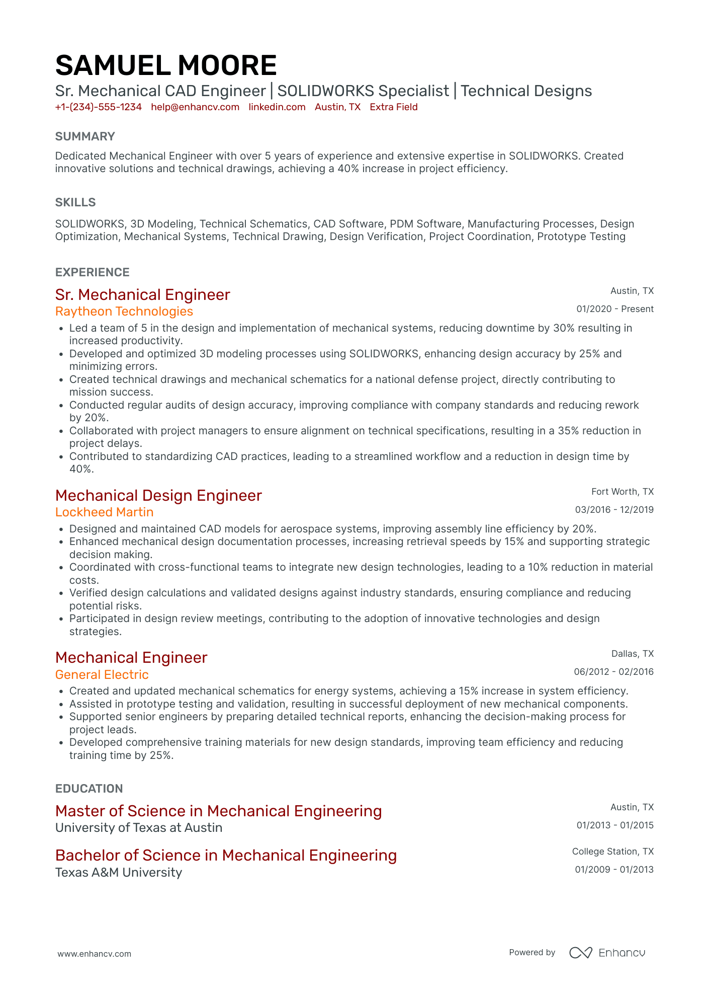 Mechanical Software Engineer Resume Example