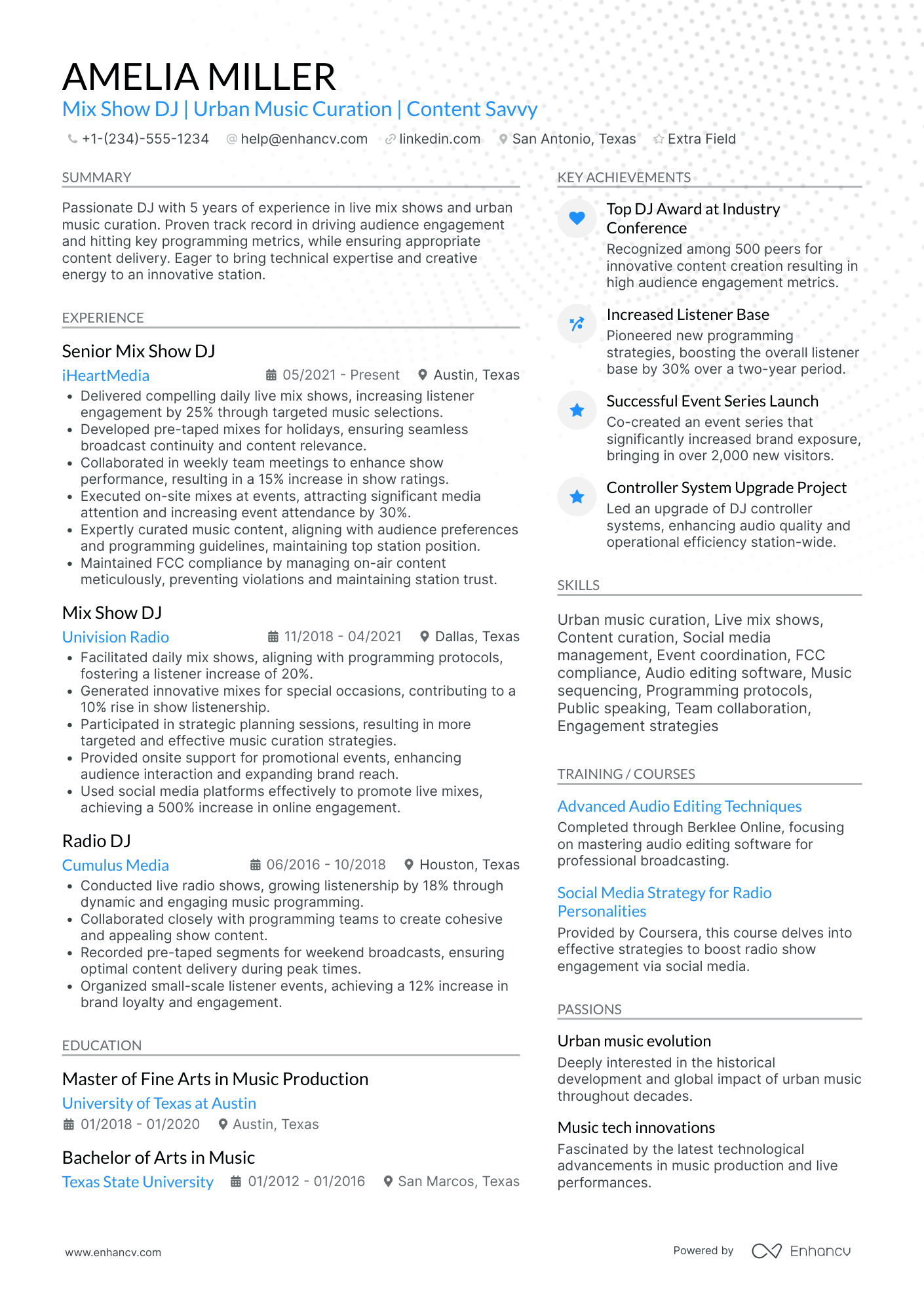 DJ Coordinator Resume Example