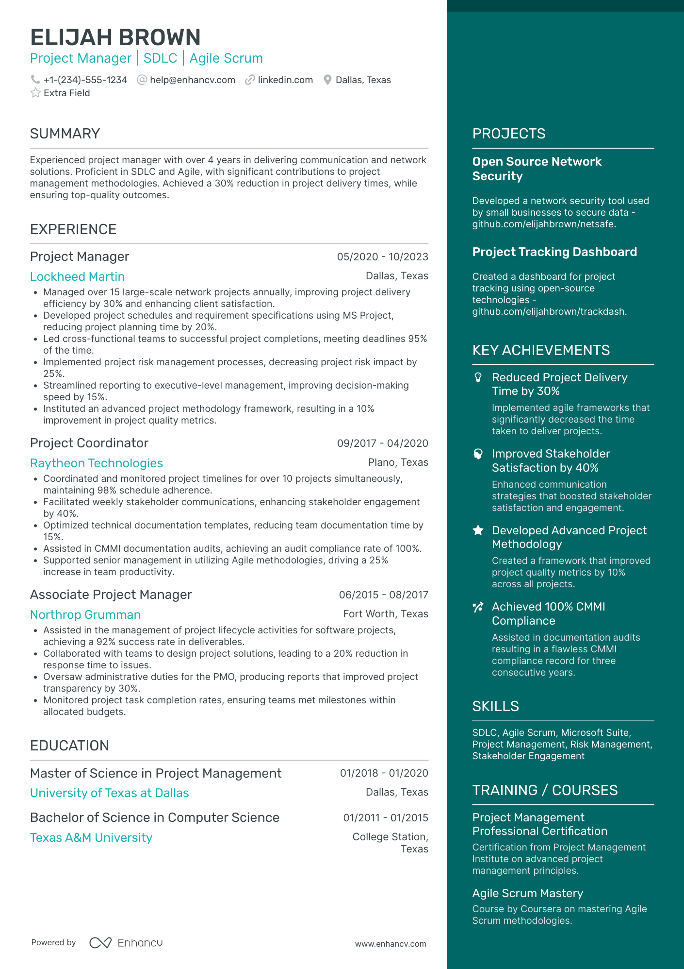 Mid Level PMO Manager Resume Example