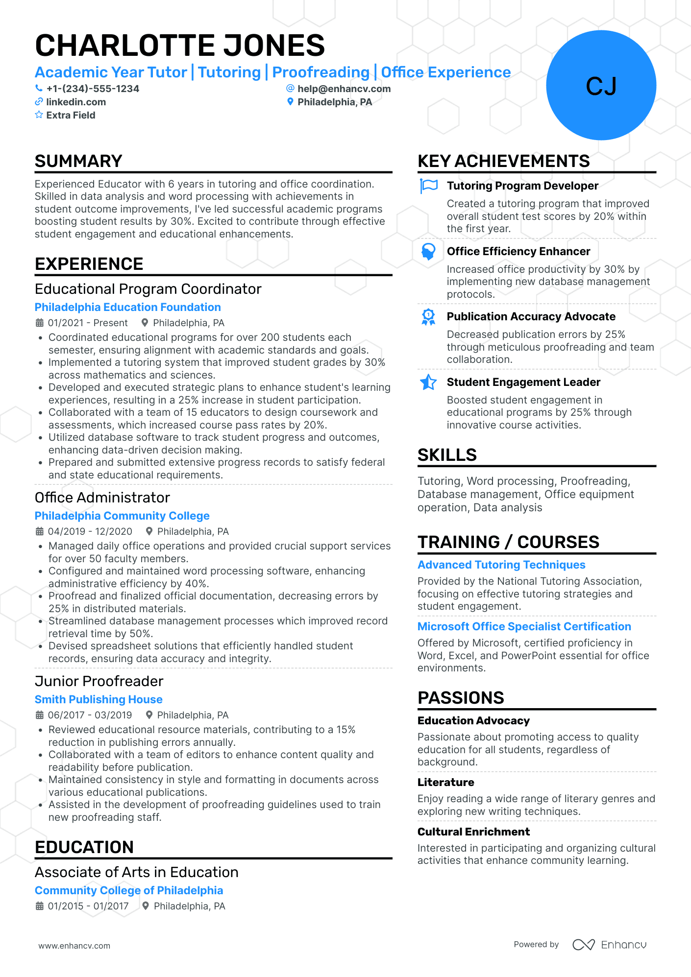 Freelance Academic Tutor Resume Example