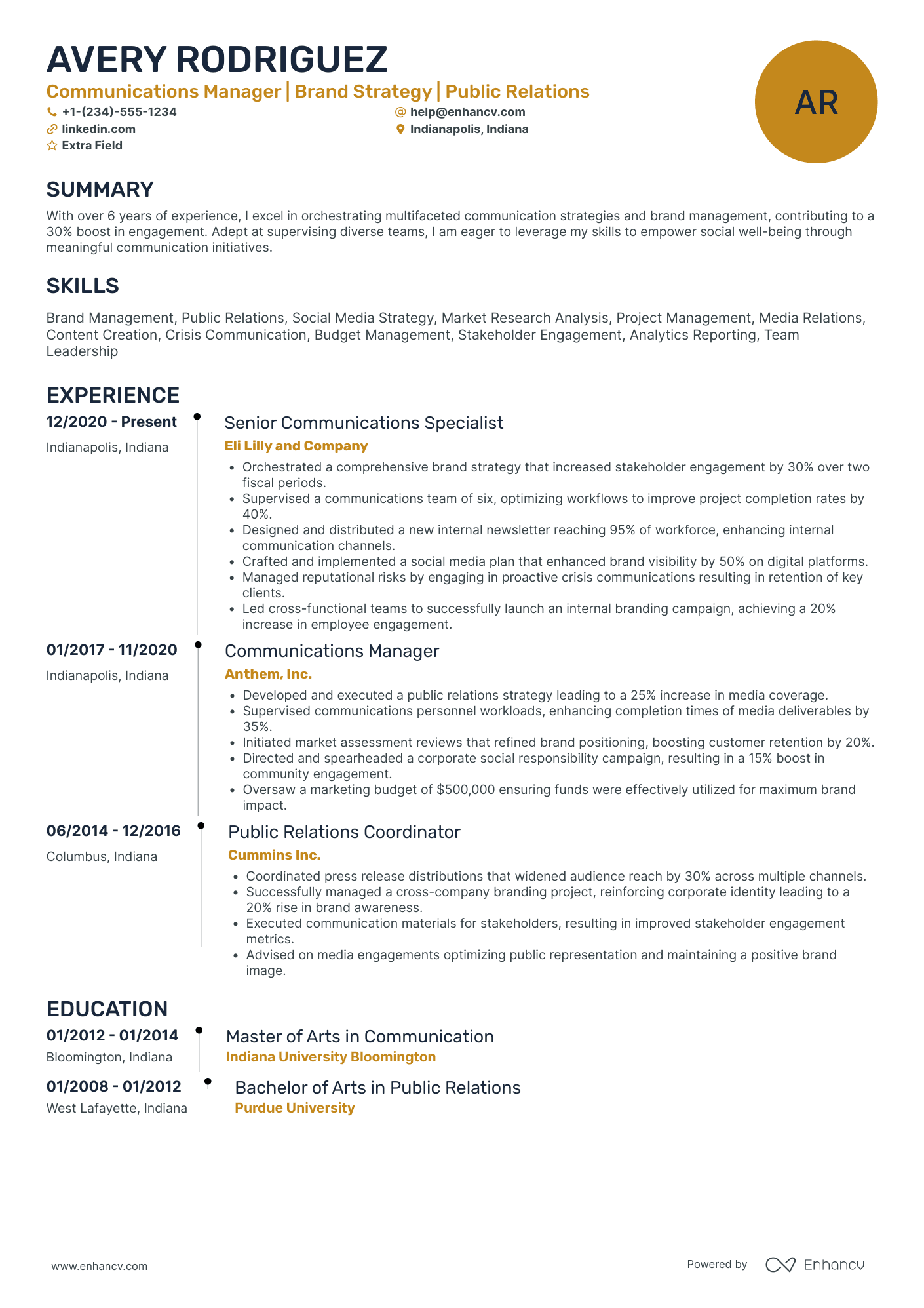 Internal Communication Manager Resume Example